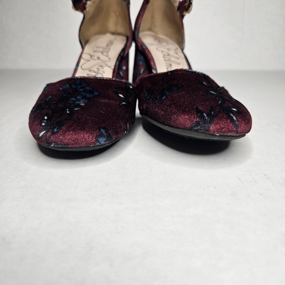 LIBBY EDELMAN floral print velour closed toe ankle strap pump womens shoes 6.5 - Picture 7 of 10